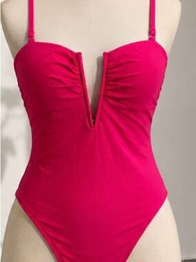 Express Hot Pink Plunge One-Piece Swimsuit